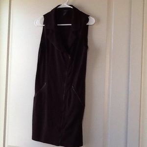Brown exposed front zipper dress